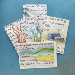 Paquete de tarjetas mixtas de Imbolc, 5 tarjetas de felicitación en blanco, fabricadas en Irlanda