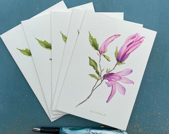 Magnolia - Botanical Art Cards - Watercolour - 5 pack of blank cards
