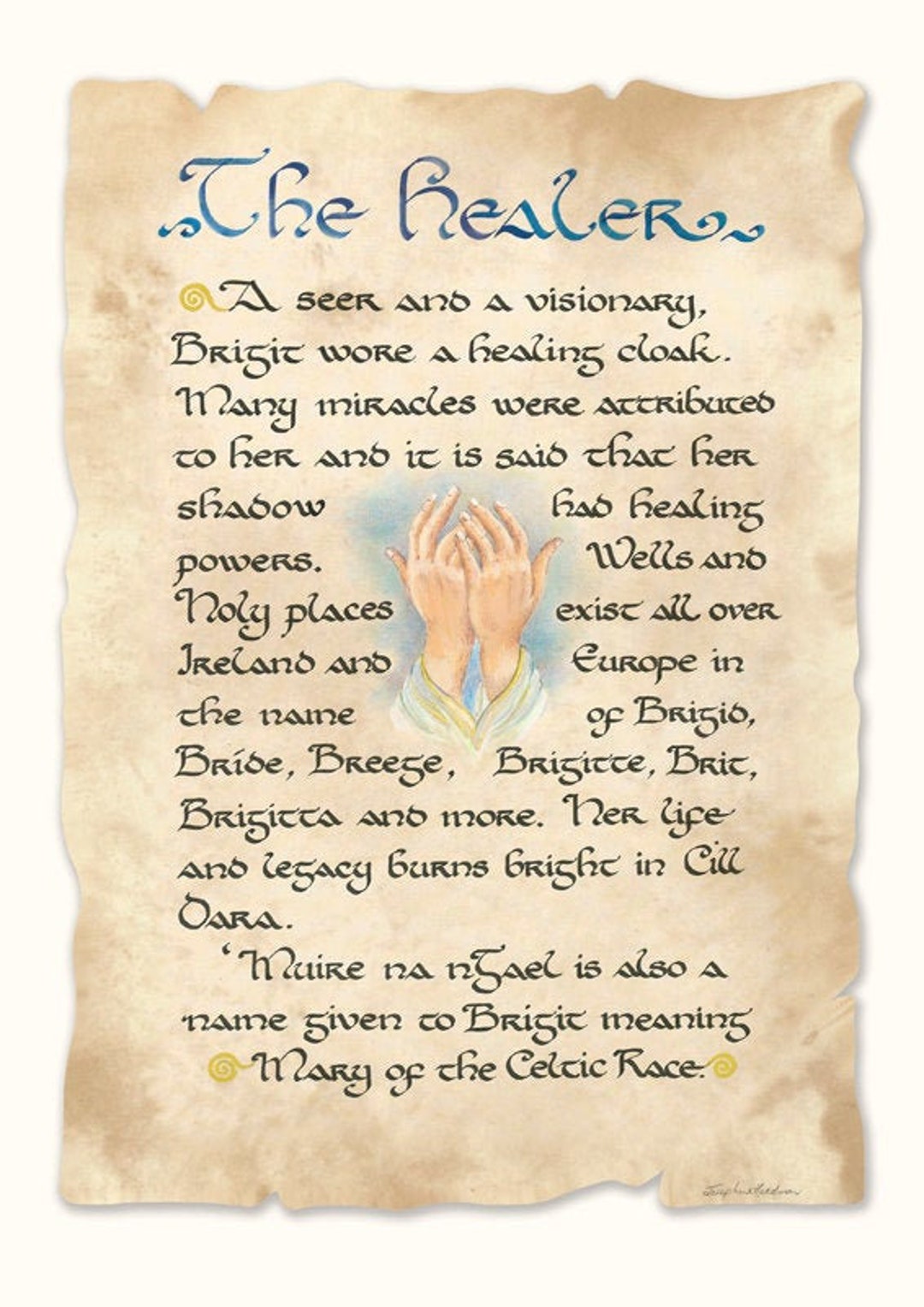 Brigid the Healer Celtic Art and Calligraphy Print From the Book of