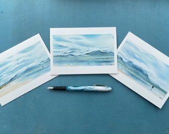 Best Seller - September Blues - Inch Beach - Kerry - Dingle Peninsula Cards - Pack of 3 cards - Landscape - Watercolour - Watercolor