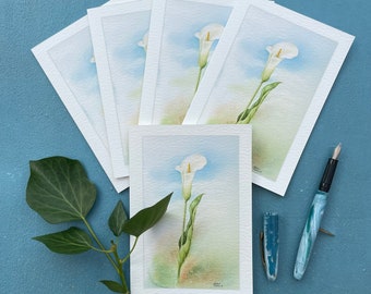 Calla Lily - Botanical Art Cards - Watercolour - 5 pack of blank cards