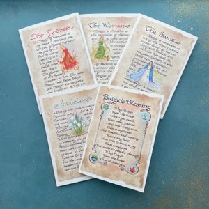 Edizione speciale per il giorno di Santa Brigida per Brigid 1500, confezione da cinque biglietti di auguri. Calligrafia e illuminazione a mano, interamente realizzati in Irlanda