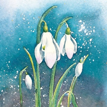 ベストセラー - スノードロップ - 植物水彩画アートプリント - Etsy 日本