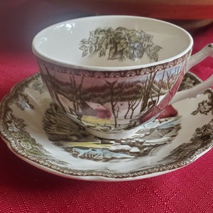 FRIENDLY VILLAGE  Johnson Brothers  Ice House Pattern Cup and Saucer Coffee Tea