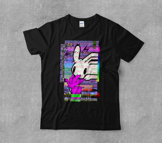 Weed Bunny Glitch Vaporwave Aesthetic Anime 420 Rabbit Unisex Etsy