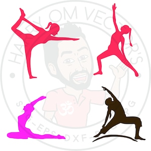 Yoga Silhouettes vectors, yoga poses, asana, hatha, ashtanga SVG, DXF for Silhouette Cameo or Cricut, Illustration, Clipart