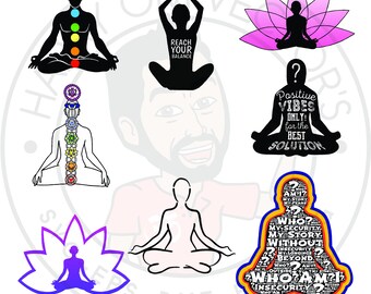 チャクラ瞑想イラスト：ヨガ SVG DXF クリップアート（デジタル