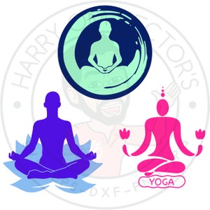 Meditation Position Vectors, SVG DXF For Silhouette Cameo Or Cricut, Yoga Illustration, Yoga clipart