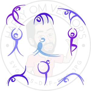 Stick Figure Yoga Silhouettes vectors, SVG, DXF for Silhouette Cameo or Cricut, Illustration, Clipart, asana, ashtanga