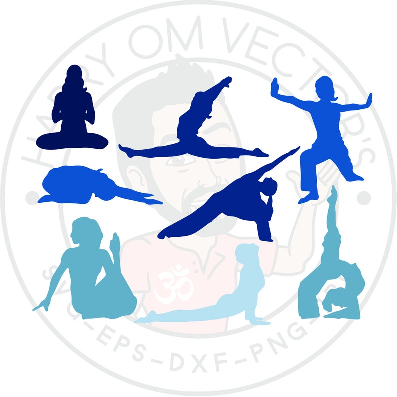 Yoga Silhouettes vectors, asana, ashtanga, meditation silhouettes, SVG, DXF for Silhouette Cameo or Cricut, Illustration, Clipart image 1