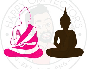 Buddha Vectors, SVG DXF For Silhouette Cameo Or Cricut, meditation, monk, buddhism Illustration clipart