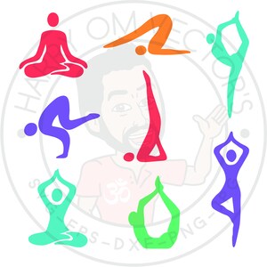 Yoga Silhouettes vectors, SVG, DXF for Silhouette Cameo or Cricut, Illustration, Clipart, asana, ashtanga, meditation silhouettes, crow pose