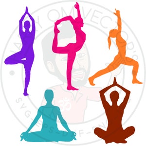 Yoga Silhouettes vectors, SVG, DXF for Silhouette Cameo or Cricut, Illustration, Clipart, asana, ashtanga, meditation silhouettes