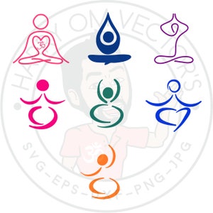 Abstract Yoga Poses Vectors, SVG DXF For Silhouette Cameo Or Cricut, Meditation Illustration, yoga clipart