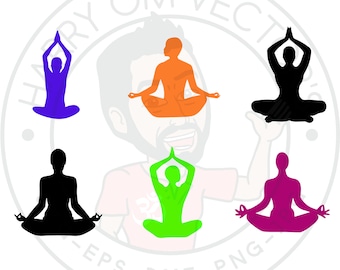 Yoga and Meditation Vectors, SVG DXF For Silhouette Cameo Or Cricut, Illustration clipart, Cross legs, meditate, sitting position,