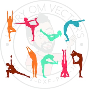 Yoga Silhouettes vectors, SVG, DXF for Silhouette Cameo or Cricut, Illustration, Clipart, asana, ashtanga, meditation silhouettes