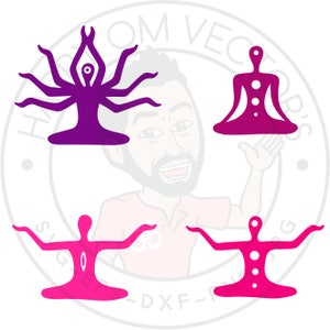 Chakra Vectors, SVG DXF For Silhouette Cameo Or Cricut, Yoga Pose Illustration, Sitting with arms up clipart, yoga