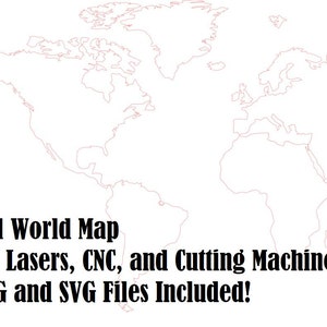 World Map SVG And PNG Map Cut File for Lasers, CNC, Silhouette Cameo, Cricket And Cutting Machines. image 2