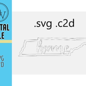 Tennessee State Cut Out Met Het Woord Home Wall Decor Art - SVG en . C2D digitale bestanden voor CNC-, laser- en vinylsnijmachines.