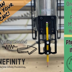 Onefinity CNC pen-, potlood- of markeerstifthouder. Verander uw CNC in een ENORME teken-/plottermachine! Maak eenvoudig geweldige kunstwerken! Fysiek