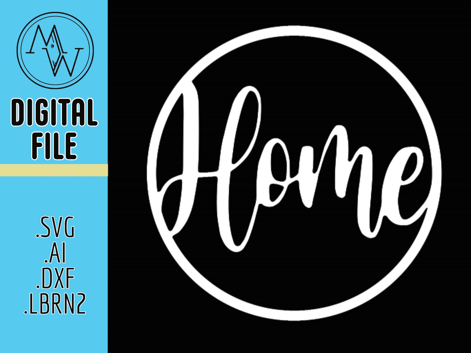 Home Door Hanger Cursive Home Decor Circular Home Sign SVG Etsy