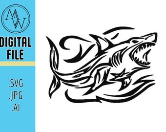 Shark Jpeg, AI, and SVG.  Perfect For Shirts, Laser Cutters, CNC Machine and Vinyl Cutters