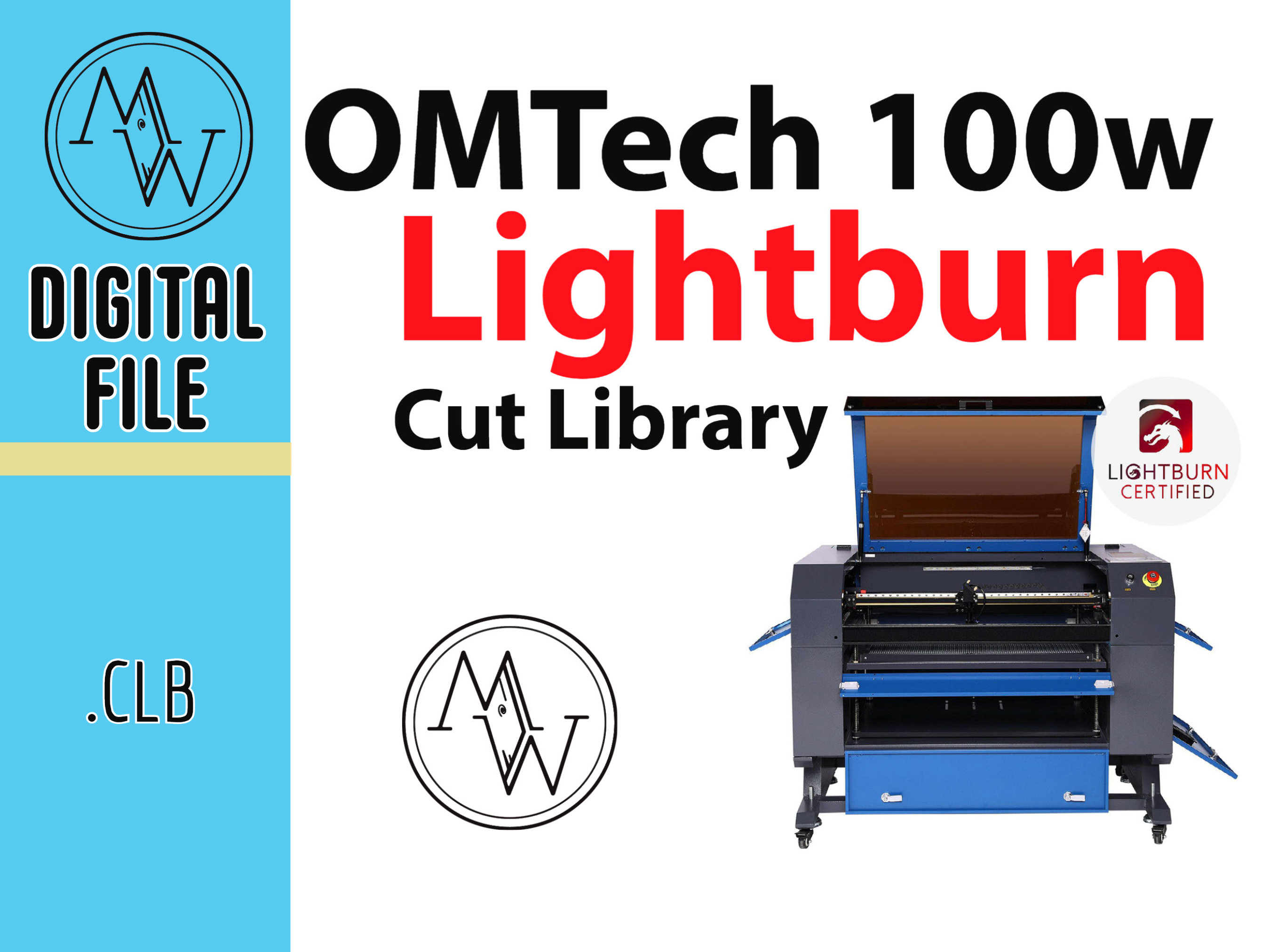 Omtech 100w CO2 Laser Lightburn Cut Library All the Settings