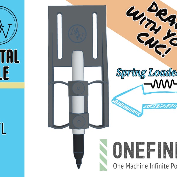 Onefinity CNC Pen, Pencil, Or Marker Holder. Turn Your cnc Into A HUGE Drawing / Plotter Machine! Create Awesome Artwork Easily! Digital STL