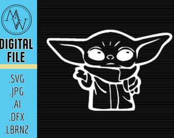 The Child, Grogu, The Mandalorian, Yoda, Baby Yoda, SVG, JPEG, dfx, AI, lbrn2 for cnc, Cricket, Silhouette, Laser, Digital File