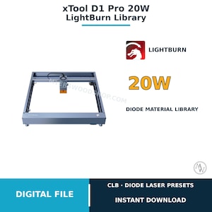 xTool D1 Pro 20W LightBurn Material Library | D1 Pro Only — Not Original D1 | 200 Presets