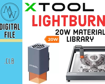 XTool D1 Laser Lightburn Cut Library 20w All the settings already premade for you! No more guessing! One click download.  Easy to import!