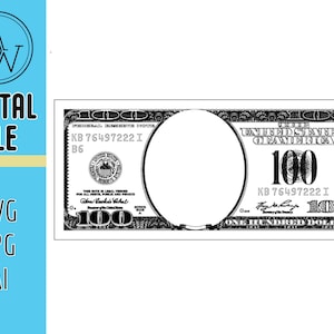 100 One Hundred Dollar Bill SVG, AI und Jpeg Datei für Laser, CNC, Silhouette Cameo, Cricket und Schneidemaschinen.