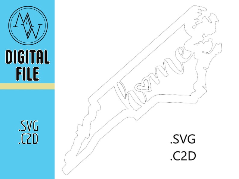 North Carolina State Cut Out With the Word Home Wall Decor Art Etsy