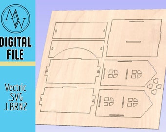 Dollhouse Template SVG, Lightburn Vectric file for Lasers and CNC. Glowforge, Aeon, Omtech, Glowforge, Onefinity, Shapeoko, Xcarve and MORE!