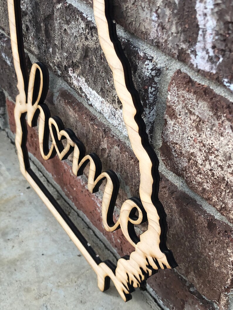 State Cut Out With the Word Home Wall Decor Art Etsy