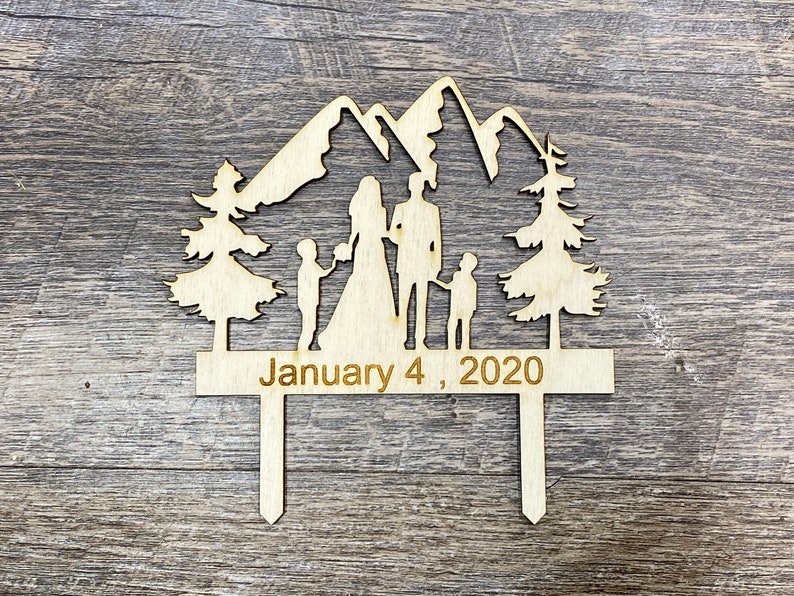 Wedding Cake Topper Mountains Trees Family. SVG and PNG. Etsy