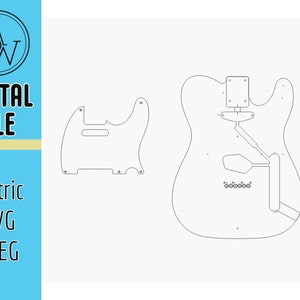 Fender Telecaster Guitar SVG and Vectric digital file.  For CNC, Laser, and Vinyl Cutter. XCarve, Shapeoko, Onefinity, Cricket, Silhouette