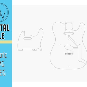 Fender Telecaster Guitar SVG and Vectric digital file.  For CNC, Laser, and Vinyl Cutter. XCarve, Shapeoko, Onefinity, Cricket, Silhouette