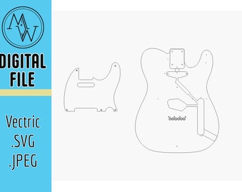 Fender Telecaster Guitar SVG and Vectric digital file.  For CNC, Laser, and Vinyl Cutter. XCarve, Shapeoko, Onefinity, Cricket, Silhouette