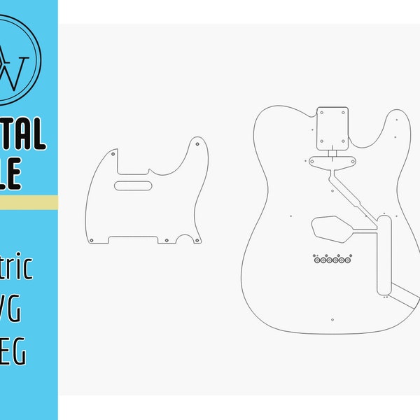 Fender Telecaster Guitar SVG et fichier numérique Vectric.  Pour CNC, Laser et Vinyl Cutter. XCarve, Shapeoko, Onefinity, Cricket, Silhouette