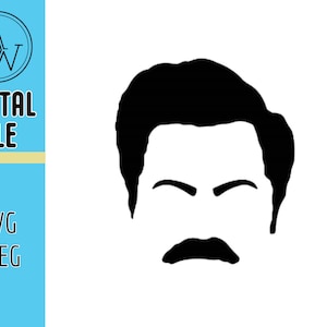 Ron Swanson Silhouette Bigode Parques e recreação SVG. Perfeito para camisas, cortadores a laser, máquinas CNC e cortadores de vinil