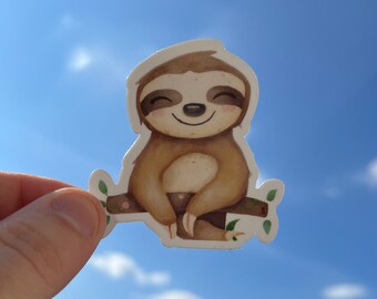 Cute SLOTH Sticker - Watercolor SLOTH Decal, Laptop Sticker, Phone Sticker, Animal Sticker, SLOTH Lover Gift, Nature Sticker