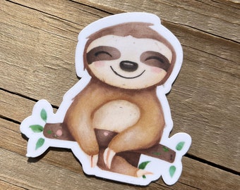 Cute Sloth Sticker - Watercolor Sloth Decal, Laptop Sticker, Phone Sticker, Animal Sticker, Sloth Lover Gift, Nature Sticker