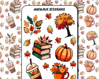 Fall sticker sheet, Autumn Sticker sheet, October Stickers, Planner stickers, Journaling stickers