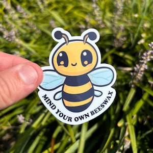 Cute bee sticker, mind your own beeswax, adorable bee, bee sticker, leave me alone