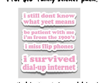 funny sticker pack, millennial sticker, funny sticker