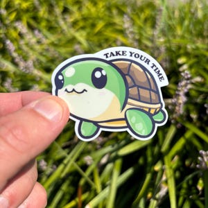 Cute turtle Sticker, take your time - Turtle Decal, Laptop Sticker, Phone Sticker, Animal Sticker, Turtle Lover Gift, Nature Sticker