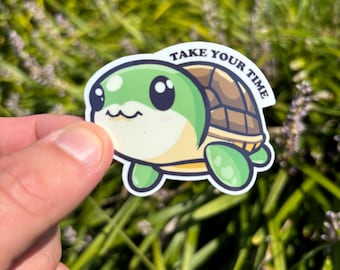 Cute turtle Sticker, take your time - Turtle Decal, Laptop Sticker, Phone Sticker, Animal Sticker, Turtle Lover Gift, Nature Sticker