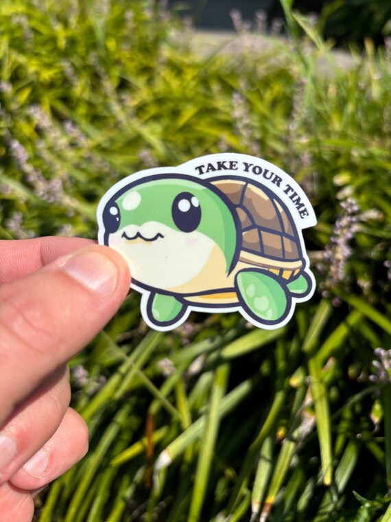 Cute turtle Sticker, take your time - Turtle Decal, Laptop Sticker, Phone Sticker, Animal Sticker, Turtle Lover Gift, Nature Sticker