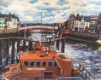 Whitby harbour lifeboat - fine art giclee print